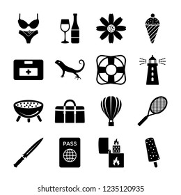 
This island and beach solid icons set giving you immense amount of icons covering almost everything you require during and on vacation either it is beach, camping or any outdoor travel spot.   