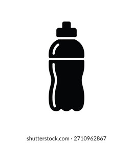 Este ícono de Vector de silueta negro aislado cuenta con una botella de agua reutilizable. Diseño limpio perfecto para materiales de salud, fitness y conciencia ambiental.