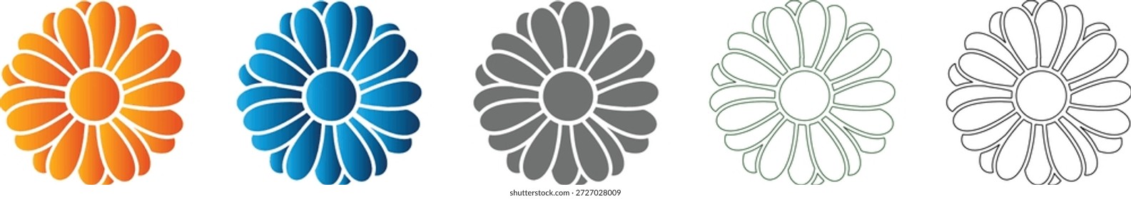 Dieses einzelne Daisy-Flachsymbol, das als durchgehende schwarze Vektorgrafik dargestellt wird, gehört zu einem einheitlichen Symbolsatz für verschiedene moderne Designanwendungen.