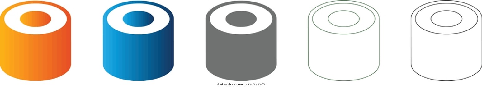 Este icono plano aislado representa un rollo de sushi, parte de un conjunto de iconos de Vector versátil. Diseñado con un estilo adaptable negro claro, sólido.