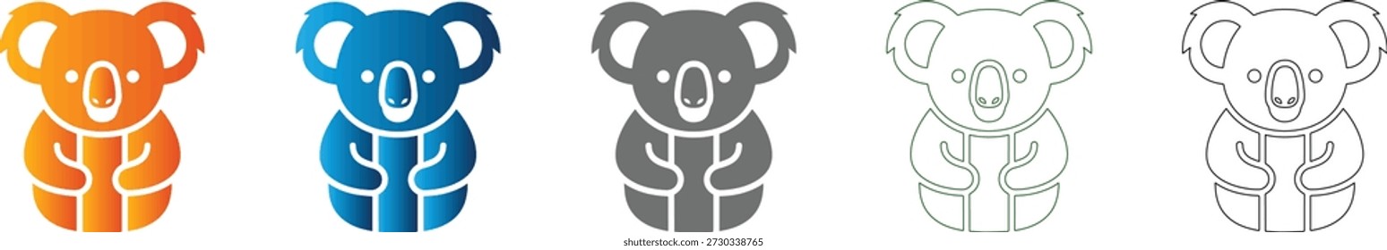 Dieses isolierte Koala-Flachsymbol ist eine saubere Vektorgrafik, Teil eines einheitlichen Symbolsatzes, der einen vielseitigen minimalistischen, soliden schwarzen Stil aufweist.