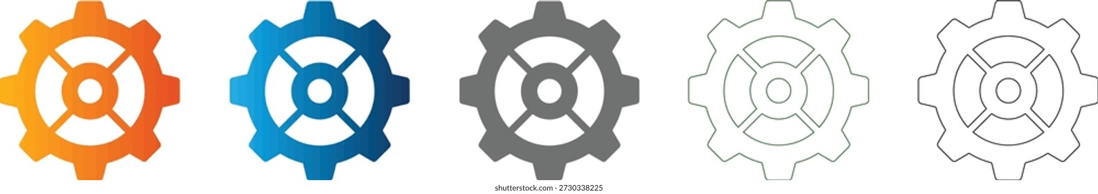 Dieses Einstellungszahnrad ist ein flaches Symbol, das als durchgezogene schwarze Vektorgrafik in einem professionellen Symbolsatz dargestellt wird.