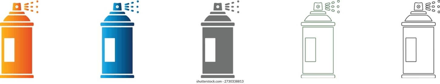 Este icono de lata de pintura en aerosol aislado, presentado como un gráfico de Vector limpio, es una pieza clave en un conjunto de iconos versátiles, disponible en negro sólido.