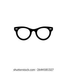This isolated vector image features a graphic icon of black fashion glasses, showcasing a stylish eyeglasses accessory. Ideal for design projects relating to style, fashion, and vision.