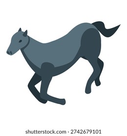 This isometric icon features a grey horse running fast, perfect for projects related to wildlife, nature, and animals