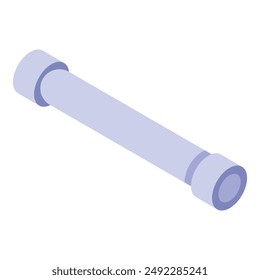 This isometric icon features a long pipe section, perfect for representing plumbing supplies and construction materials