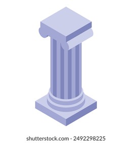 This isometric icon showcases an ancient greek column, highlighting its architectural elegance and historical significance