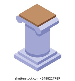 This isometric illustration features a classic column, highlighting its architectural details