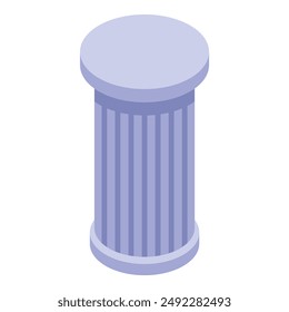 This isometric illustration features a fluted column, a symbol of classical architecture