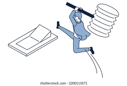 This Is An Isometric Illustration Of A Man In A Suit With A Big Hammer Going To Break The Switch.