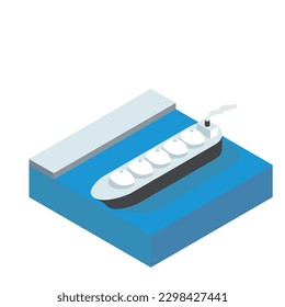 This is an isometric illustration of a tanker that transports LNG.