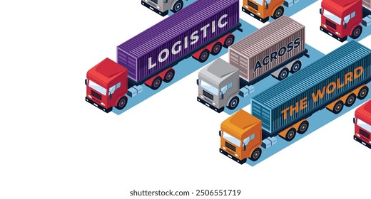 This is Isometric Logistic Trucks Illustration from Isometric Stock. Cool design set for Ornament, Accessories, Element or any Graphic Design Needs.