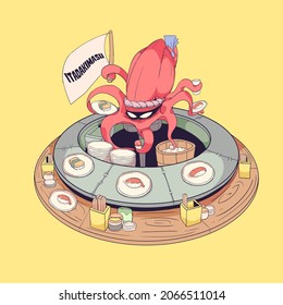 This is Itamae Octopus Expert Sushi Maker, you can use this artwork for your sticker, tshirt, poster, merchandise and others.

Choose the enhanced license for unlimited usage in print.
