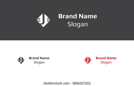 This is J letter Square Iconic Black-White Logo Design Template and Vector Pro illustration