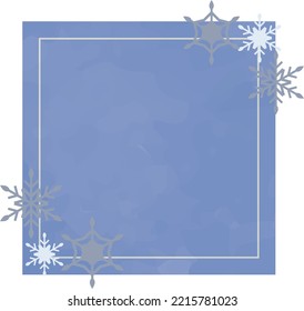 Esta es una ilustración cuadrada al estilo japonés que presenta copos de nieve a mediados de invierno.