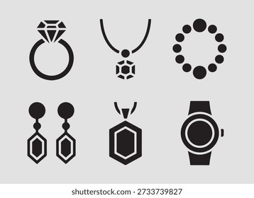 This Jewelry and Gem Usage solid icon set includes 12 bold and highly visible icons such as custom handmade jewelry fine jewelry and ring designed for strong clarity in ecommerce apps luxury branding and jewelry focused digital marketplaces