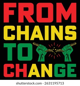 Este é o design de camiseta juneteenth. Aqui vai de correntes a mudanças no design de camisetas.