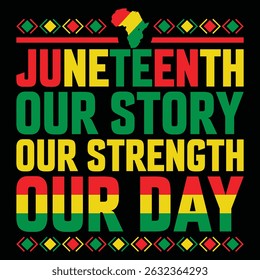 This is juneteenth t-shirt design. Here is juneteenth our story our strength our day t-shirt design