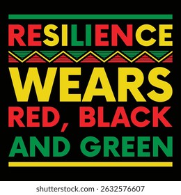 This is juneteenth t-shirt design. Here is resilience wears red black and green t-shirt design