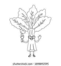 This is  Kawaii Kale Cute Outline