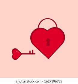This is key and padlock on light background. Valentine’s Day element. Cute card.