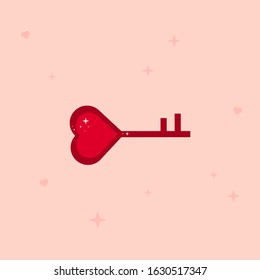 This is key and padlock on light background. Valentine’s Day element. Cute card.