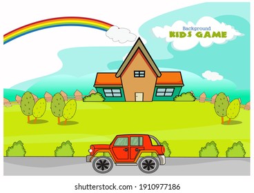 This is a kids Amazing Adventure kids illustration Beautiful wall poster with landscape and tree printable paper for school
