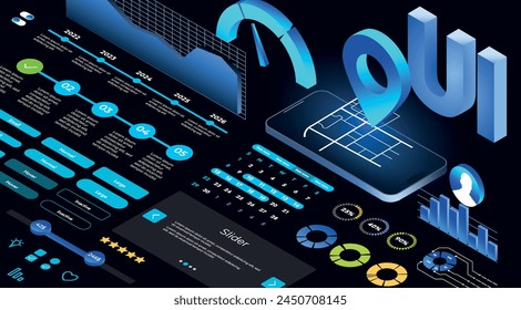 This kit offers modern and stylish solutions for mobile and web application development. With 3D graphics and infographics, these elements help create an attractive user interface.