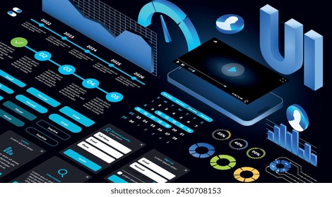 Este kit ofrece soluciones modernas y elegantes para el desarrollo de aplicaciones móviles y de Web. Con gráficos e infografías en 3D, estos Elementos ayudan a crear una interfaz de usuario atractiva.