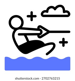 Este ícone de Kneeboarding é adequado para uso em esportes radicais.