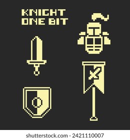 das ist Ritter-Artikel-Symbol in Pixelkunst mit einfacher Farbe und schwarzem Hintergrund , dieses Element gut für Präsentationen, Aufkleber, Symbole, T-Shirt-Design, Spiel-Objekt, Logo und Projekt