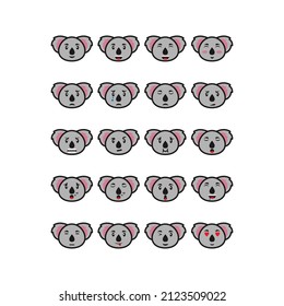 this is a koala emoticon icon with simple filled outline style