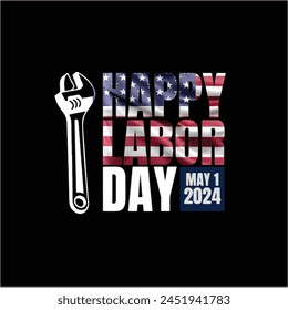 This Labor Day Ist May 2024  USA illustration, the design celebrates the hard work and dedication of American workers with vibrant colors and iconic symbols.