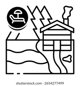 Este ícone Lake House é adequado para férias de verão, etc.