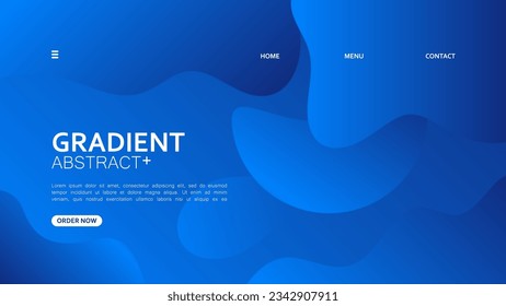 This is a landing page design with a clean and fresh style that features a background gradient with abstract blue duotone colors. It is a vector illustration.
