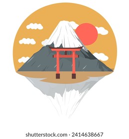 This is landmark mount fuji dan temple gate in japan