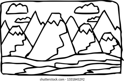 This is the landscape an illustration of the hills and fields of Japan