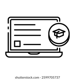 This Laptop icon is suitable for School, College, Education, etc