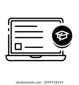 This Laptop icon is suitable for School, College, Education, etc