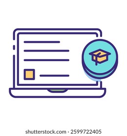 This Laptop icon is suitable for School, College, Education, etc