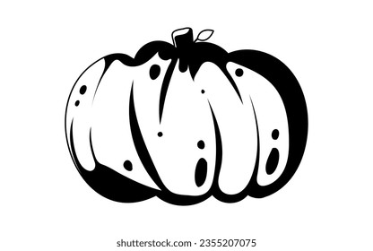 This is a large pumpkin that symbolizes the season of autumn and the holiday of Halloween.Linear style.