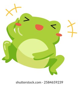 This laugh green frog illustration is suitable for cute frog stickers etc