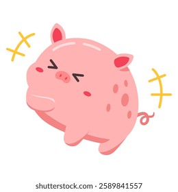 This laugh little pig illustration is suitable for cute frog stickers etc