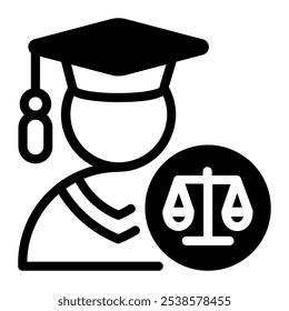 This Law student icon is suitable for law, justice, legal, etc.