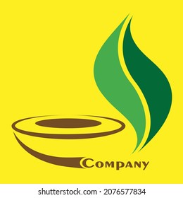 This leaf and glass logo illustration is suitable for the company logo of a cafe or other place to eat and drink,