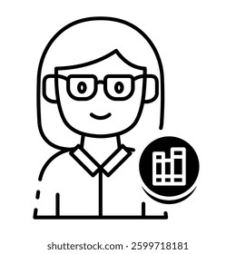 This Librarian icon is suitable for School, College, Education, etc