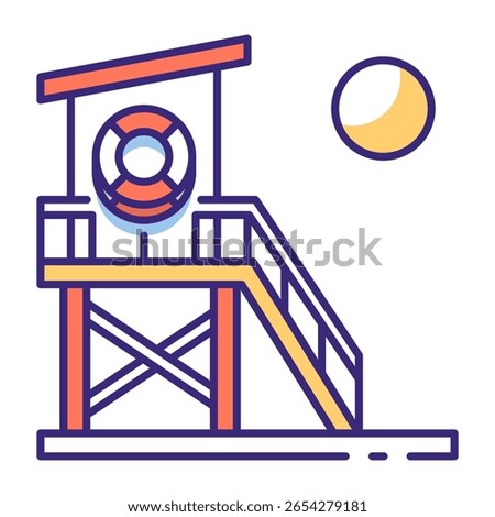 This Lifeguard Tower icon is suitable for Summer Holiday, etc.