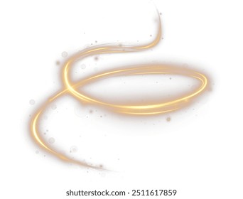 This is a light golden twirl with a curve and a golden line effect. There's also a luminous golden circle and a light gold pedestal, podium, platform, or table. It's a vector PNG vector illustration.	