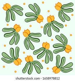 This is a light mint background with sea buckthorns. This is a berry texture with organic products.