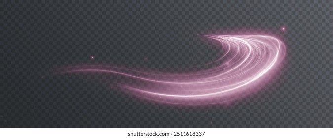 This is a light pink twirl with a curve and a pink line effect. There's also a luminous pink circle and a light pink pedestal, podium, platform, or table. It's a vector PNG vector illustration.	